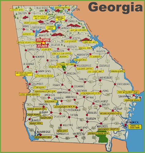 Georgia Map With Counties And Cities