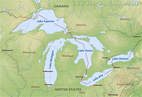 MAP Great Lakes In Usa Map