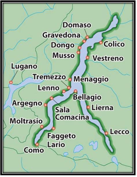 Lake Como on a map