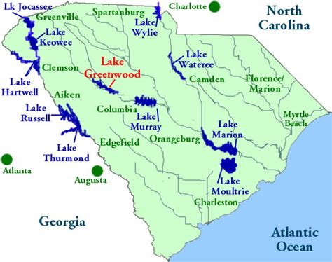 North Carolina Map with Lakes