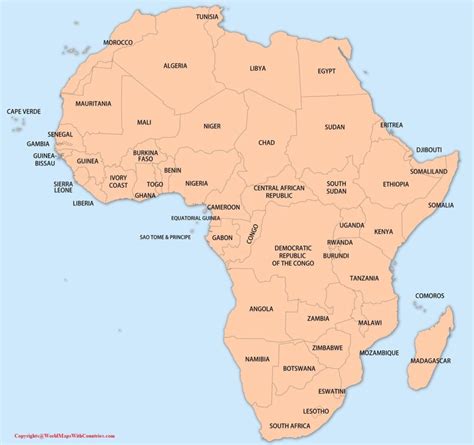 Map of Africa with Labeled Countries