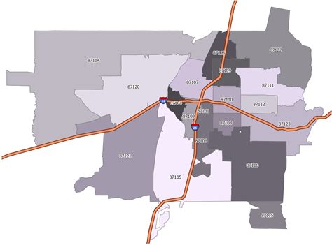 MAP of Albuquerque Zip Codes