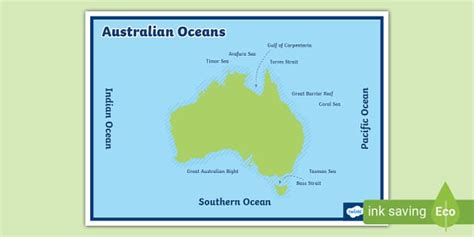 Map of Australia and Oceans