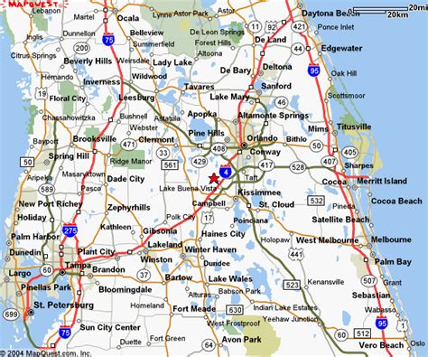 Map of Central Florida with Cities