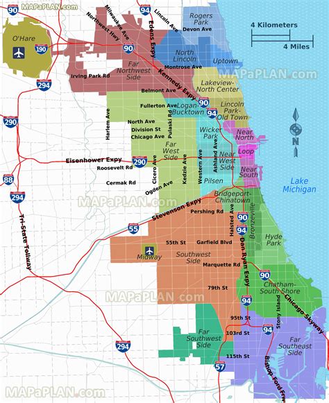 Chicago suburbs north map