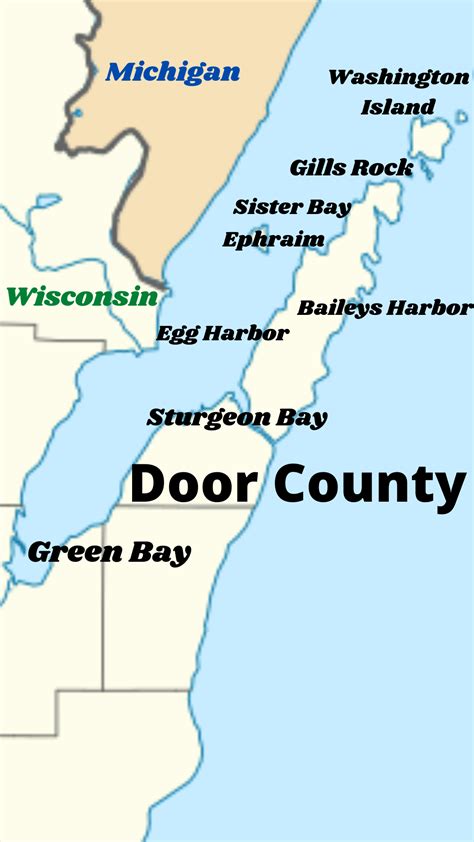 Map of Door County Wisc