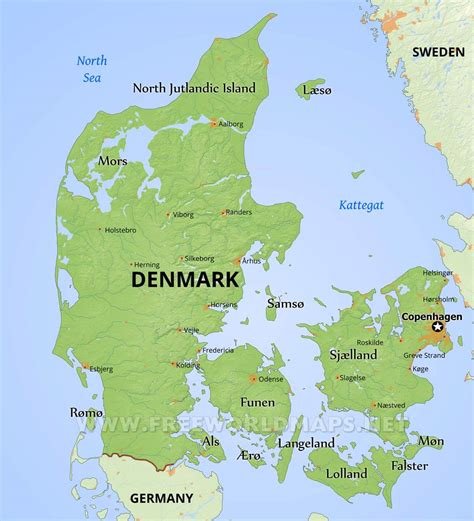Map of Europe with Denmark