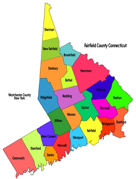 Map of Fairfield County Connecticut