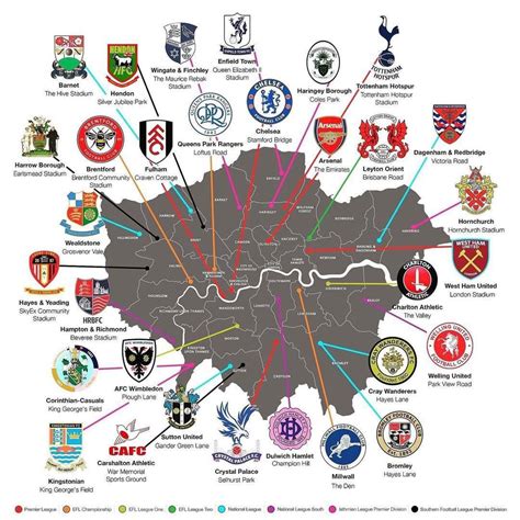 MAP Map Of Football Clubs In London