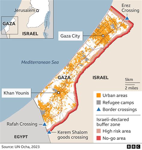 MAP Map Of Gaza And Israel