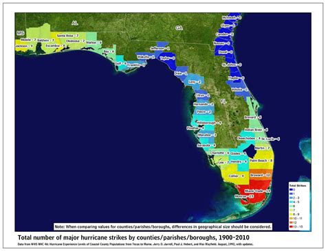 Map of Hurricanes in Florida