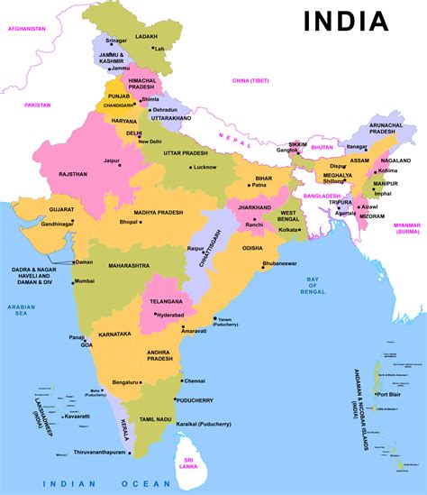 Map of India with States