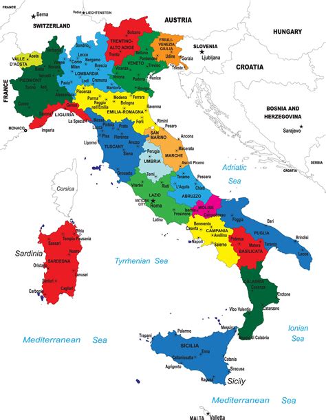 Map of Italy with regions