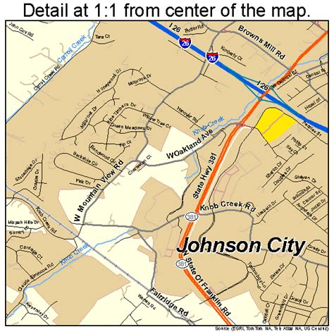 Map of Johnson City Tennessee