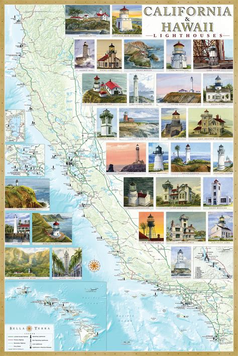 Map of Lighthouses in California