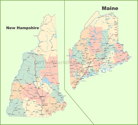 MAP Map Of Maine And Nh