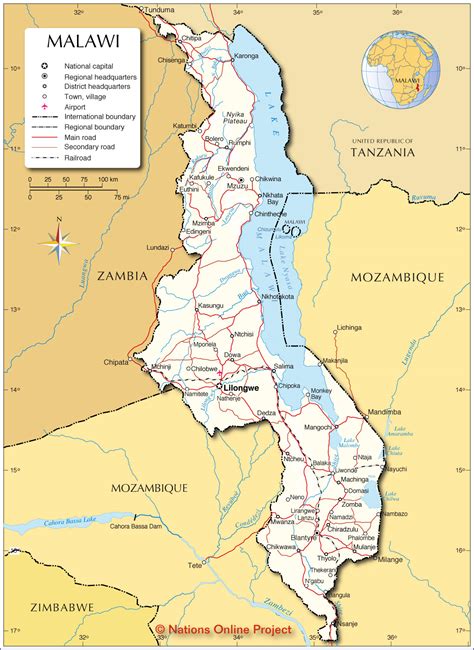 MAP Map Of Malawi In Africa