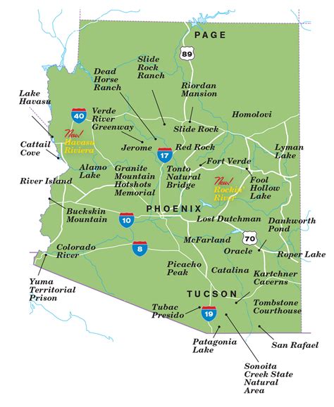 Map of National Parks in Arizona