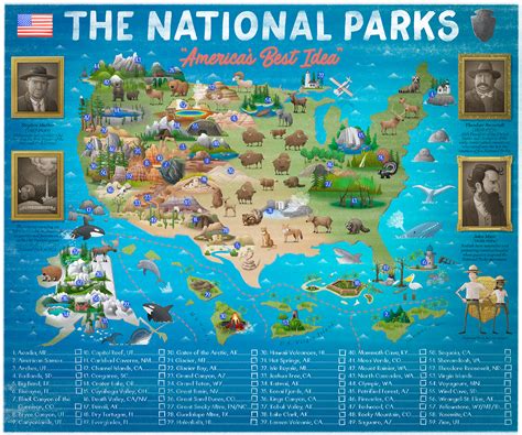 MAP Map of National Parks US