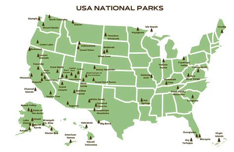 MAP Map of National Parks US