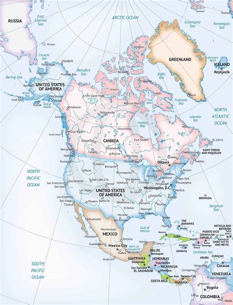 Map of North America Printable