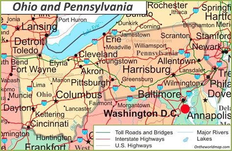 MAP Map Of Ohio And Pennsylvania