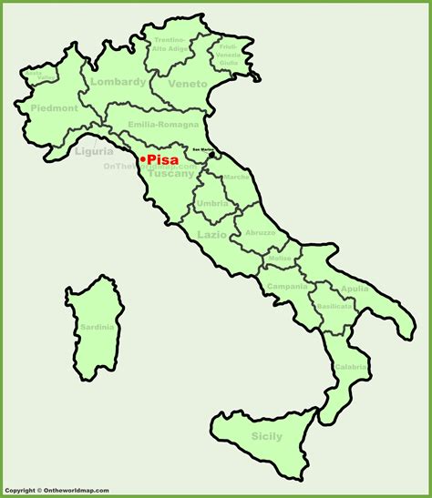 Map of Pisa in Italy