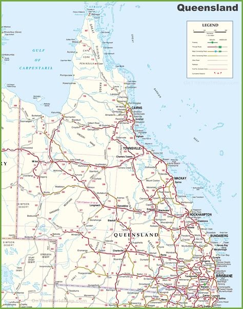 Map of Queensland in Australia