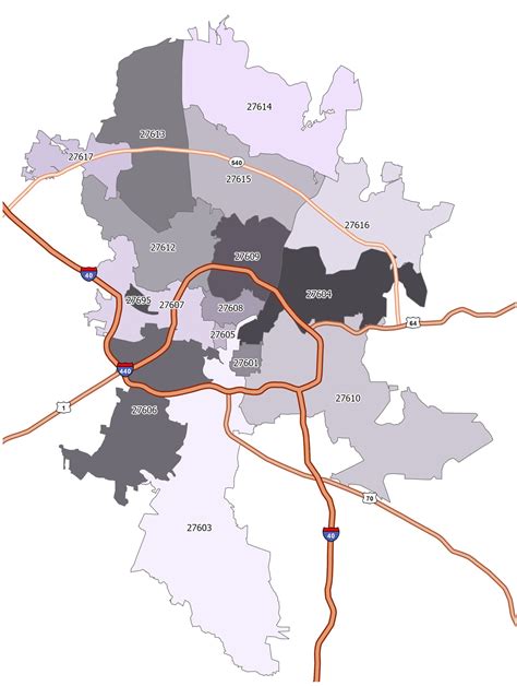 Map of Raleigh, NC Zip Codes