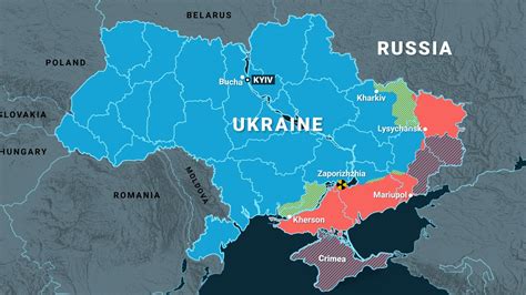 Map of Russia and Ukraine
