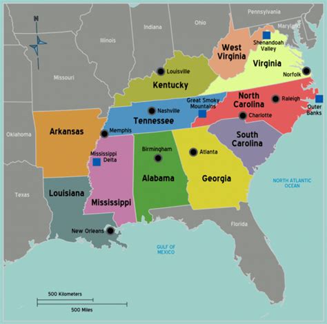 Map of Southern United States