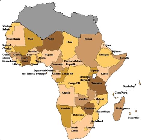 Map of Sub Saharan Africa