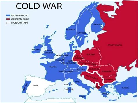 Map of Cold War in Europe