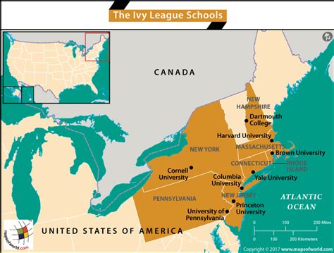 Ivy League Schools Map