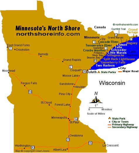 Map of the North Shore Mn
