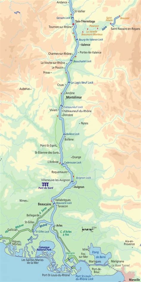Map of the Rhone River