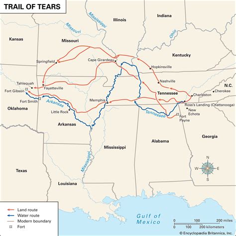 Map of the Trail of Tears