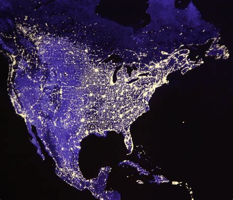 MAP Map Of The United States At Night