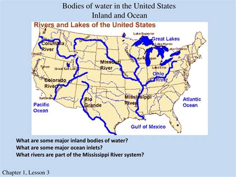 Map of the United States Bodies of Water