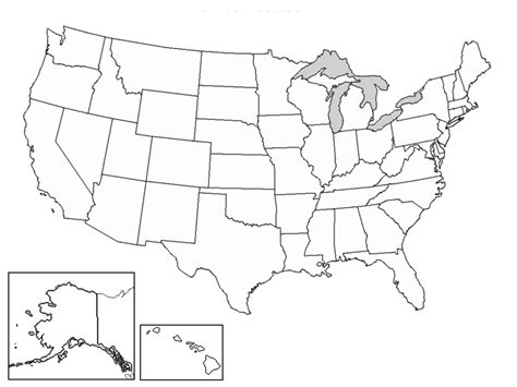 Map of the United States Without Names