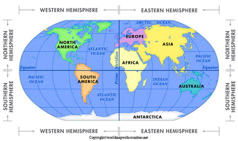 MAP Map Of The World With Hemispheres
