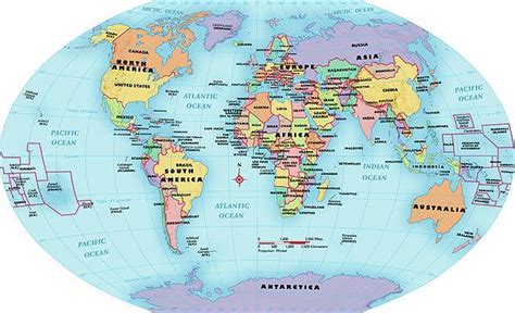 Map of the world with labels