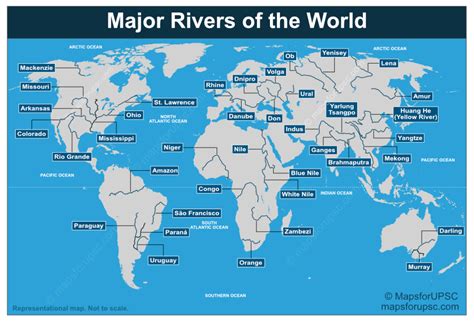 Map of the world with rivers