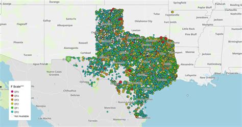 Map of Tornadoes in Texas