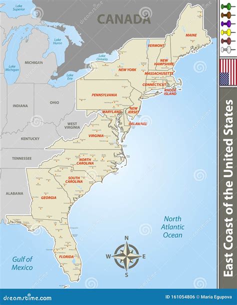 MAP Map Of Us East Coast