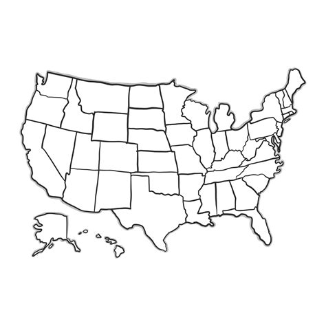 Outline map of USA with states
