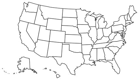 Map of USA States Outline