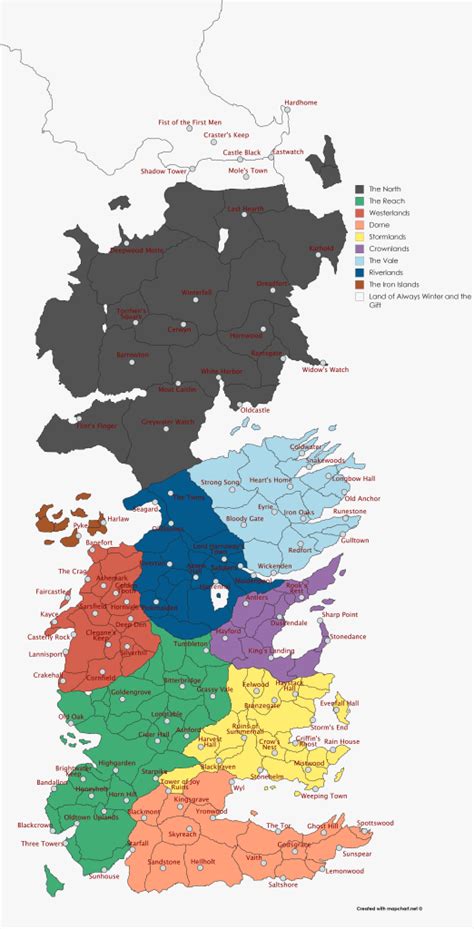 Map of Westeros Game of Thrones