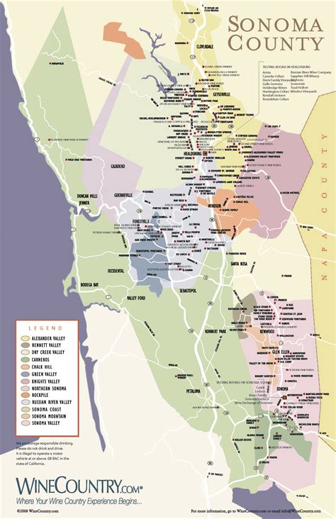 Map of wineries in Sonoma