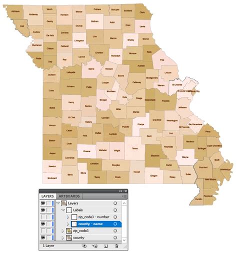 map of zip codes in Missouri